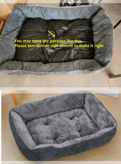 Square Plush Kennel Pet Bed